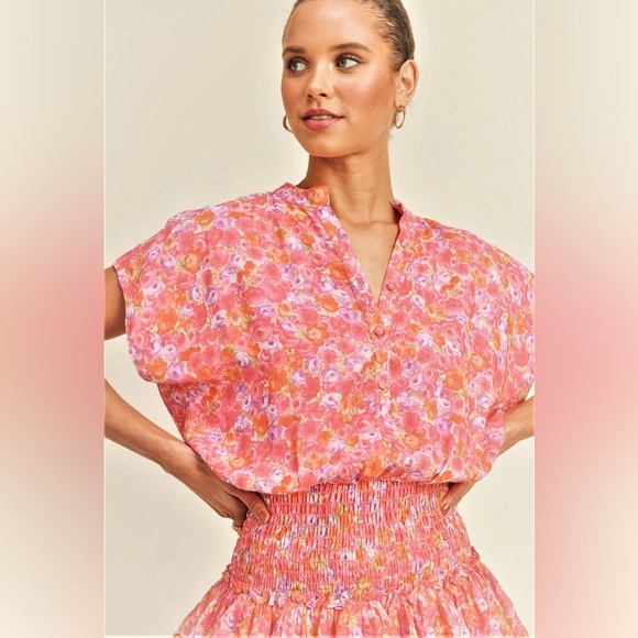 RESET by Jane Pink Smocked Ruffle Dress Size Medium - Picture 2 of 12